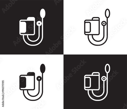 sphygmomanometer icon. Outline and filled sphygmomanometer icon from health and medical collection. Thin line and Solid vectors isolated on black, white background. Editable sphygmomanometer symbol