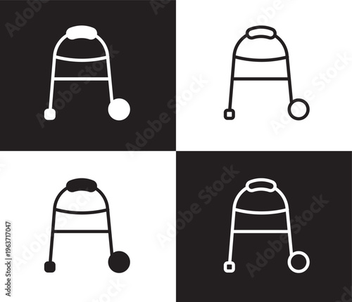 medical walker icon. Outline and filled medical walker icon from health and medical collection. Thin line and Solid vectors isolated on black, white background. Editable medical walker symbol