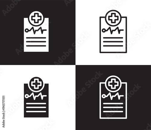 medical report icon. Outline and filled medical report icon from health and medical collection. Thin line and Solid vectors isolated on black, white background. Editable medical report symbol