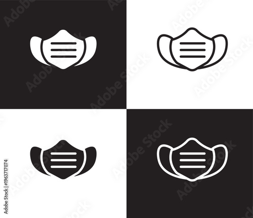 medical mask icon. Outline and filled medical mask icon from health and medical collection. Thin line and Solid vectors isolated on black, white background. Editable medical mask symbol