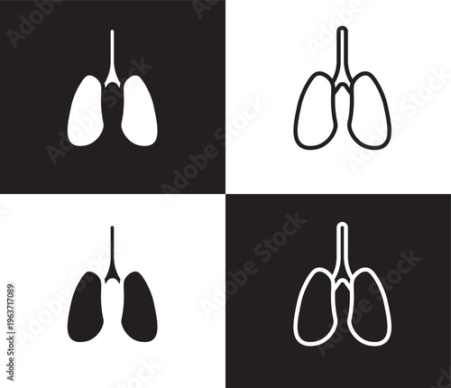 lung icon. Outline and filled lung icon from health and medical collection. Thin line and Solid vectors isolated on black, white background. Editable lung symbol