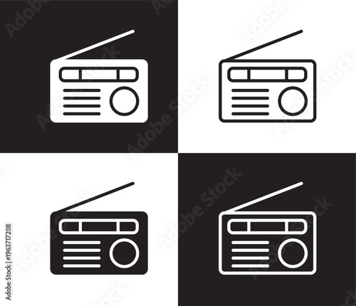 fm radio icon. Outline and filled fm radio icon from hardware and equipment collection. Thin line and Solid vectors isolated on black, white background. Editable fm radio symbol