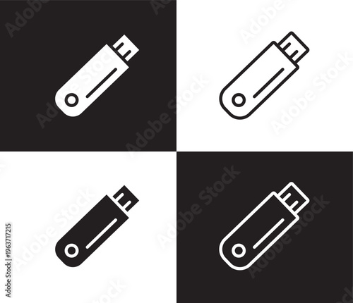 flash card icon. Outline and filled flash card icon from hardware and equipment collection. Thin line and Solid vectors isolated on black, white background. Editable flash card symbol