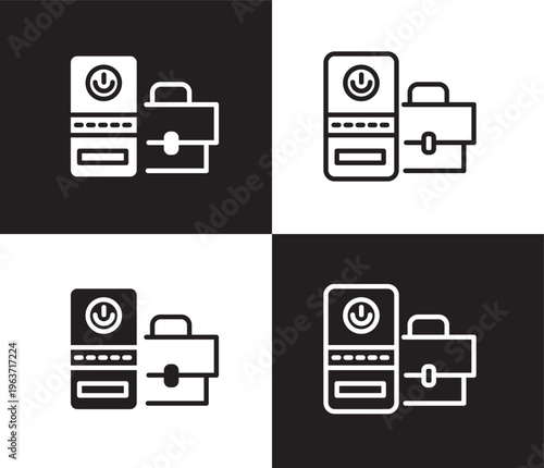 device manager icon. Outline and filled device manager icon from hardware and equipment collection. Thin line and Solid vectors isolated on black, white background. Editable device manager symbol