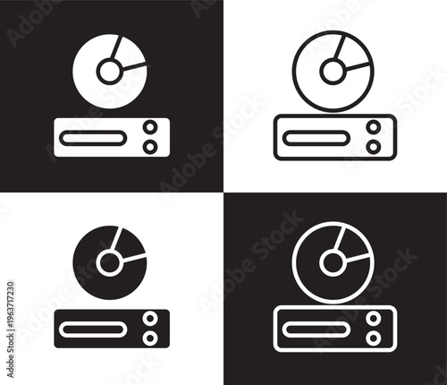 cd room icon. Outline and filled cd room icon from hardware and equipment collection. Thin line and Solid vectors isolated on black, white background. Editable cd room symbol