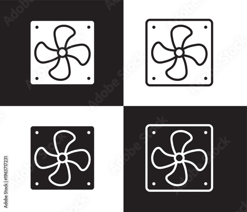 computer fan icon. Outline and filled computer fan icon from hardware and equipment collection. Thin line and Solid vectors isolated on black, white background. Editable computer fan symbol