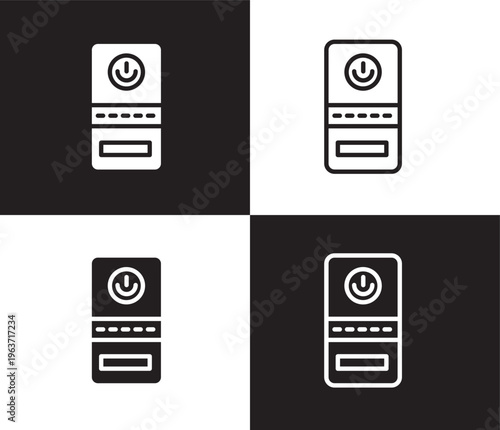 computer case icon. Outline and filled computer case icon from hardware and equipment collection. Thin line and Solid vectors isolated on black, white background. Editable computer case symbol