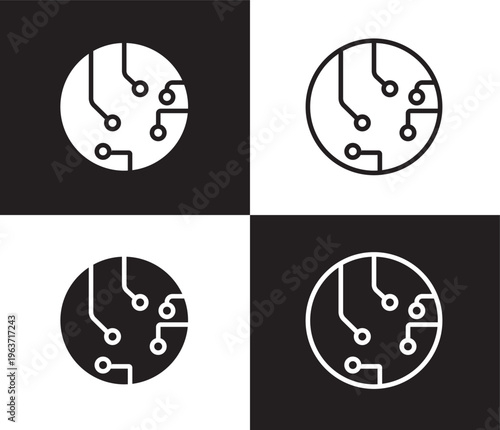 circuits icon. Outline and filled circuits icon from hardware and equipment collection. Thin line and Solid vectors isolated on black, white background. Editable circuits symbol