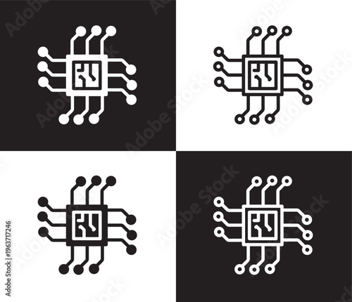 big processor icon. Outline and filled big processor icon from hardware and equipment collection. Thin line and Solid vectors isolated on black, white background. Editable big processor symbol