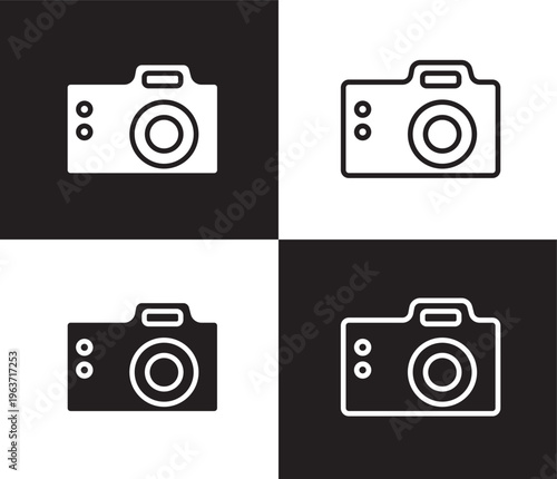 big camera icon. Outline and filled big camera icon from hardware and equipment collection. Thin line and Solid vectors isolated on black, white background. Editable big camera symbol