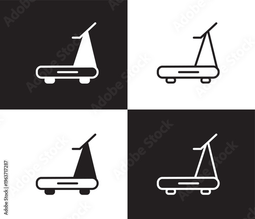 running machine icon. Outline and filled running machine icon from Fitness and Gym collection. Thin line and Solid vectors isolated on black, white background. Editable running machine symbol