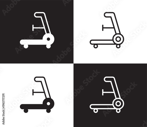 rowing machine icon. Outline and filled rowing machine icon from Fitness and Gym collection. Thin line and Solid vectors isolated on black, white background. Editable rowing machine symbol
