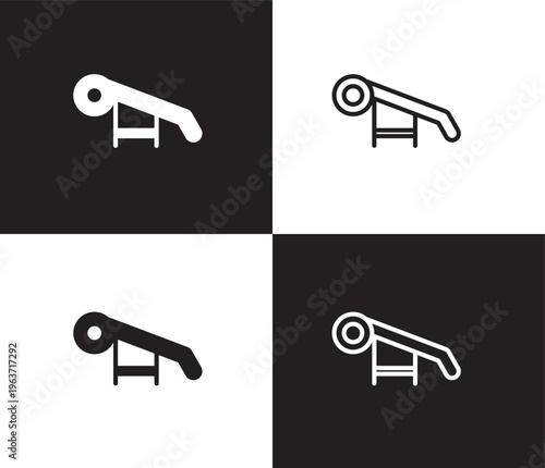 press simulator icon. Outline and filled press simulator icon from Fitness and Gym collection. Thin line and Solid vectors isolated on black, white background. Editable press simulator symbol