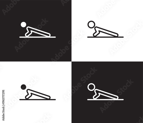 push up icon. Outline and filled push up icon from Fitness and Gym collection. Thin line and Solid vectors isolated on black, white background. Editable push up symbol