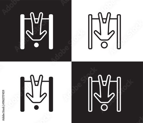 exercise hang bar icon. Outline and filled exercise hang bar icon from Fitness and Gym collection. Thin line and Solid vectors isolated on black, white background. Editable exercise hang bar symbol