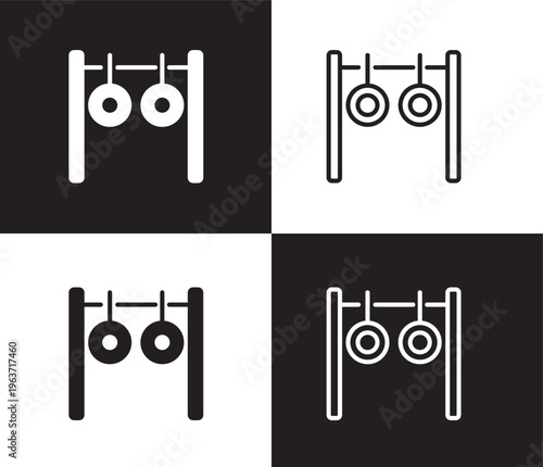 rings exercises icon. Outline and filled rings exercises icon from Fitness and Gym collection. Thin line and Solid vectors isolated on black, white background. Editable rings exercises symbol