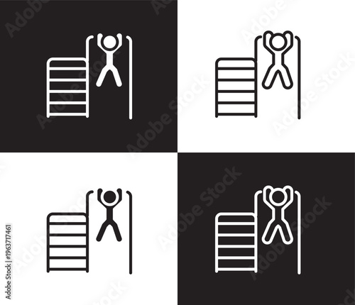tightening bar icon. Outline and filled tightening bar icon from Fitness and Gym collection. Thin line and Solid vectors isolated on black, white background. Editable tightening bar symbol
