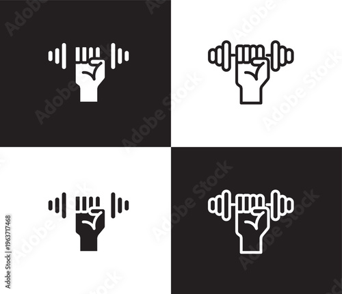 dumbbells exercise icon. Outline and filled dumbbells exercise icon from Fitness and Gym collection. Thin line and Solid vectors isolated on black, white background. Editable dumbbells exercise symbol
