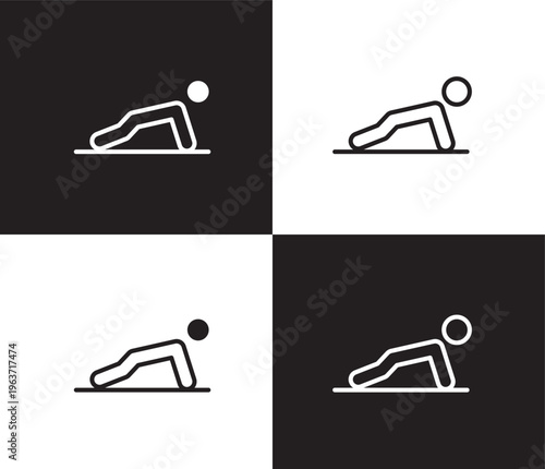 pushups exercises icon. Outline and filled pushups exercises icon from Fitness and Gym collection. Thin line and Solid vectors isolated on black, white background. Editable pushups exercises symbol