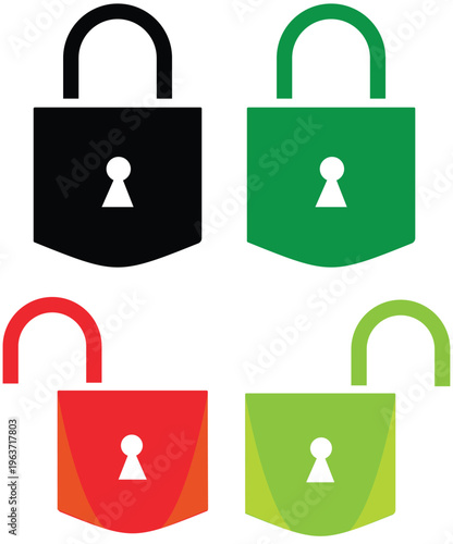 Set of Locked and Unlocked Padlock Icons