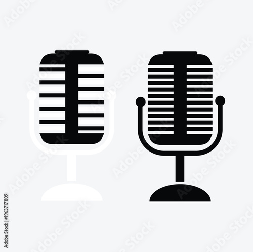 Minimalist Retro Microphone Icons Set