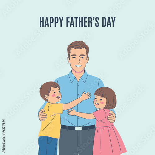 Father's Day illustration of a happy family.