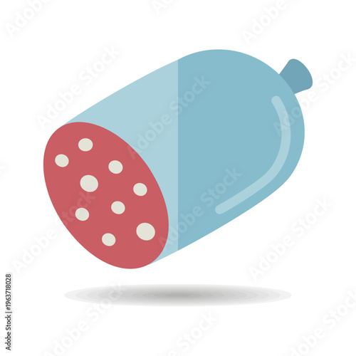 Cooked Lard Sausage Flat Vector Icon
