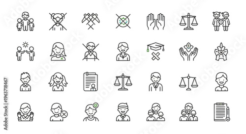 law and justice icons set.