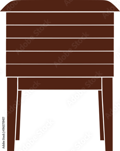 Brown wooden table silhouette isolated on transparent background