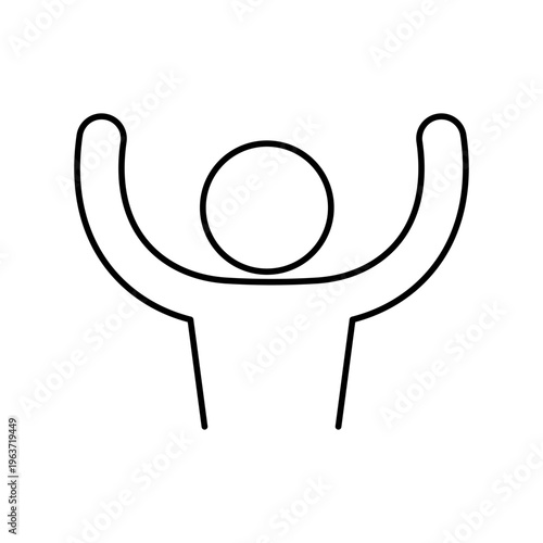 両手をあげて喜んでいる人の線画アイコン
