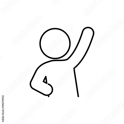 片手をあげて呼びかけている人の線画アイコン