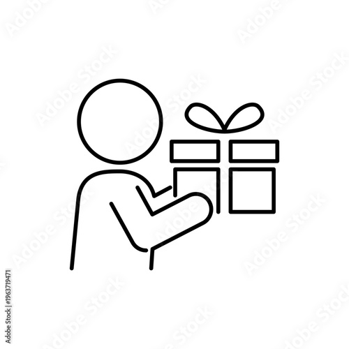 プレゼントを渡している人の線画アイコン