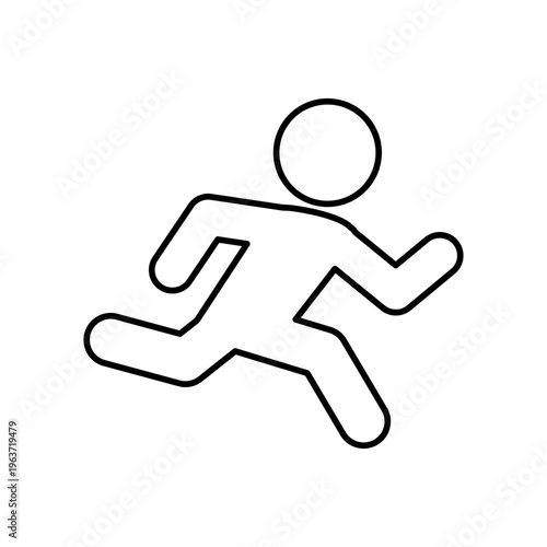 全力疾走している人の線画アイコン