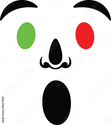 Scream mask vector illustration. Scary face icon. Ghost face symbol. Horror movie killer mask sign. Scream Halloween costume pictogram. Death character concept.