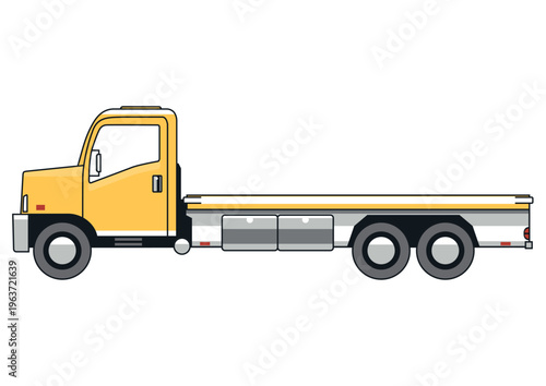 Medium truck in cartoon style. Side view. Vector.