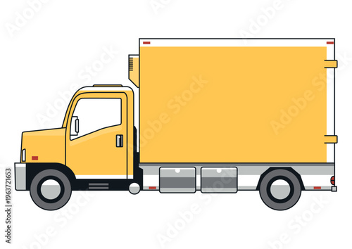 Medium truck in cartoon style. Side view. Vector.