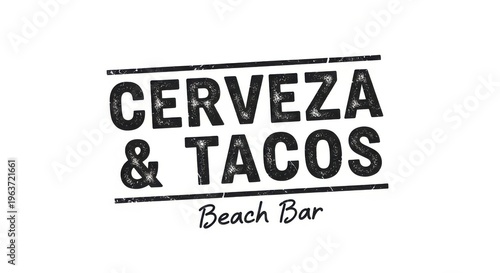 Cerveza and Tacos Beach Bar Logo with Black Text on White Background beach bar bar logo black text w