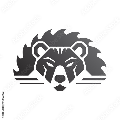 Agressive Razor Bear Logo: Edgy Bear Silhouette and Blade Emblem for Barber, Tactical, and Gym Brands