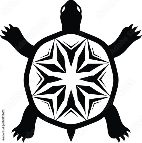1238 pinta island tortoise dome shell long neck line art vector illustration on transparent background