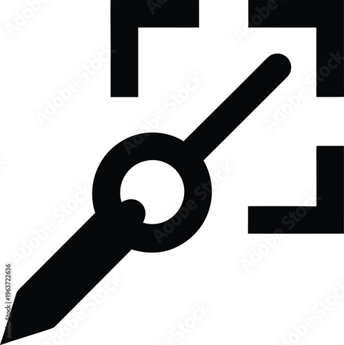 1182 retouching brush fine tip with magnifying glass line art vector illustration on transparent background