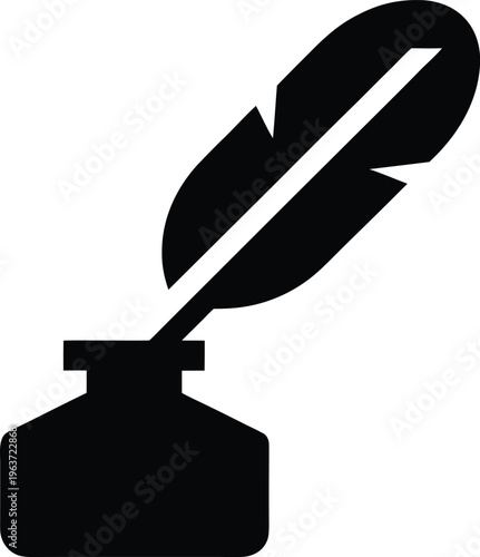 1160 quill sharpener small knife with feather line art vector illustration on transparent background