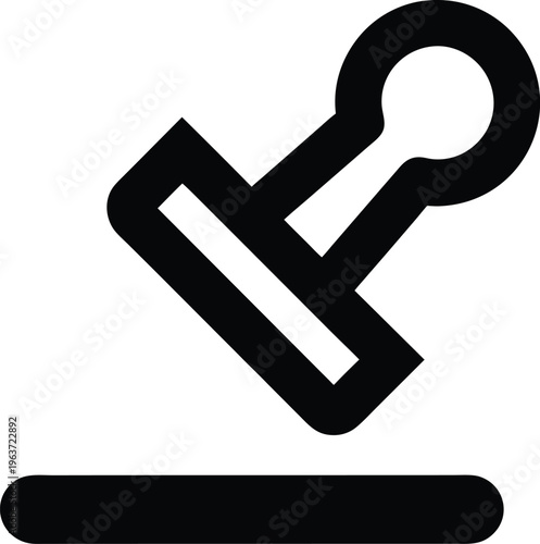 1159 wax seal stamp handle with engraved head line art vector illustration on transparent background