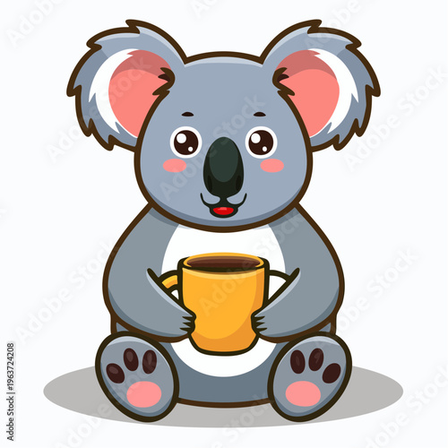 Koala mit Kaffeebecher