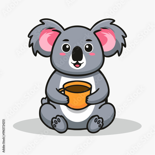 Koala mit Kaffeebecher
