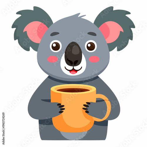 Koala mit Kaffeebecher