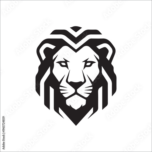 Lion Emblem: Bold black and white emblem of a lion, showcasing strength, courage, and nobility. The lion's iconic features are presented in a striking, clean design. 