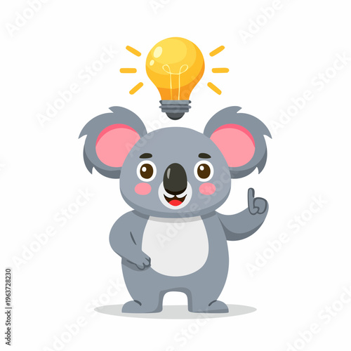 Koala mit Idee (Glühbirne)
