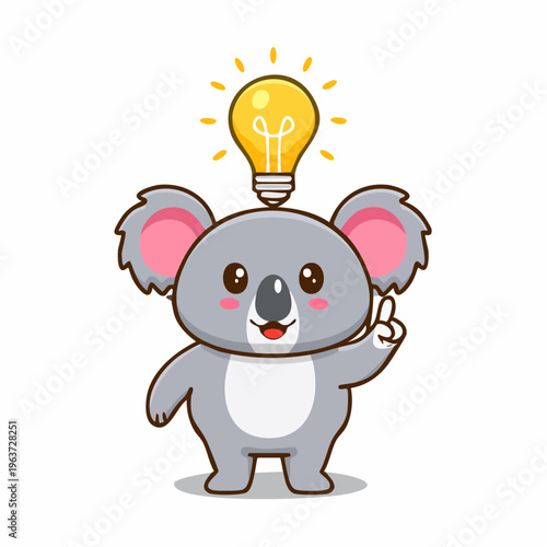 Koala mit Idee (Glühbirne)