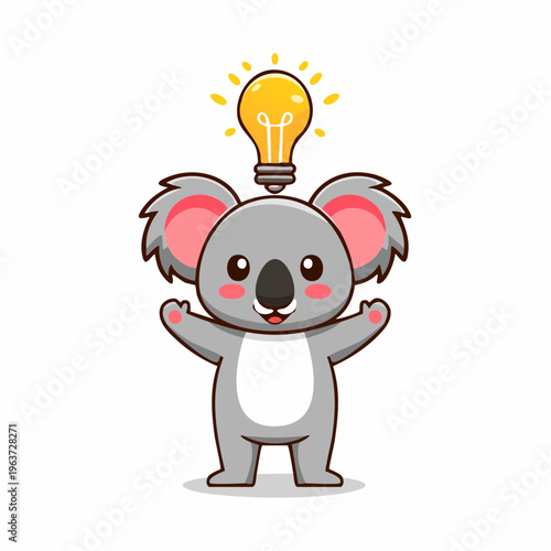 Koala mit Idee (Glühbirne)