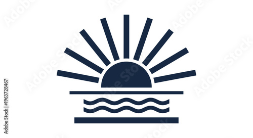 Sunrise over ocean waves symbolizing new beginnings hope and optimism rendered in a clean modern graphic style